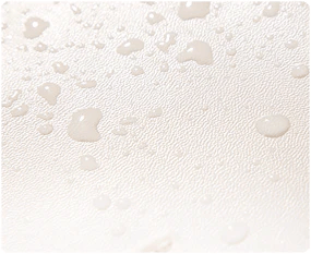 Water droplets resting on the PU surface